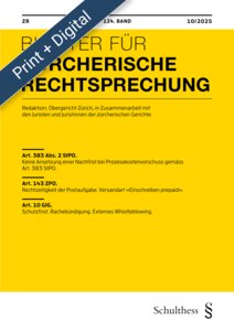Bl�tter f�r Z�rcherische Rechtsprechung (ZR).